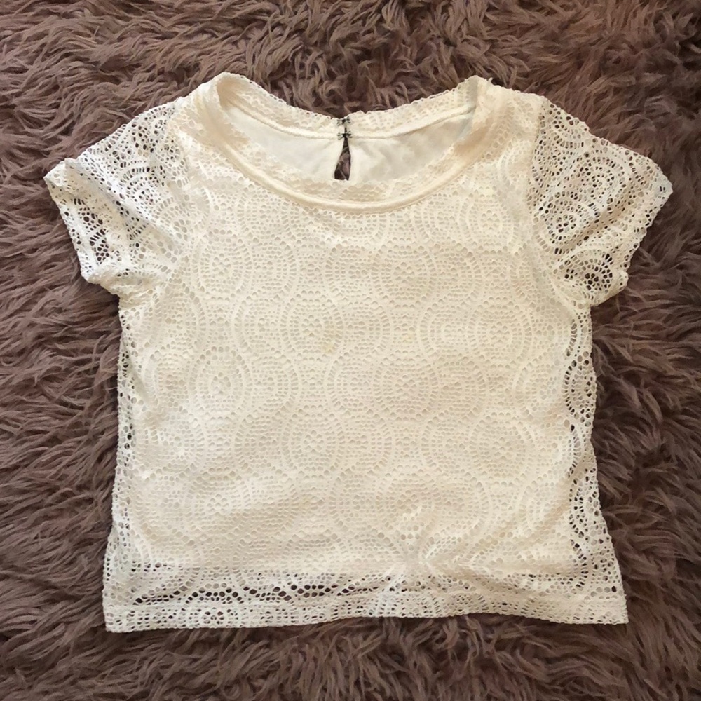 Cream crochet crop top